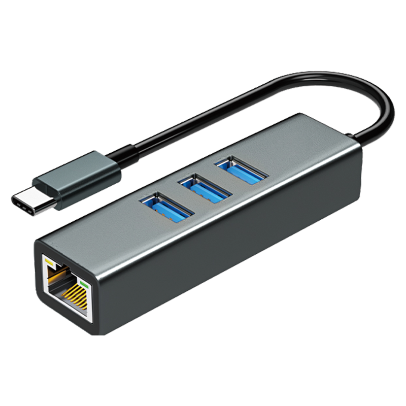 Type-C 3.0 TO RJ45 Gigabit Ethernet Card (1000Mbps)+USB2.0*3Port HUB
